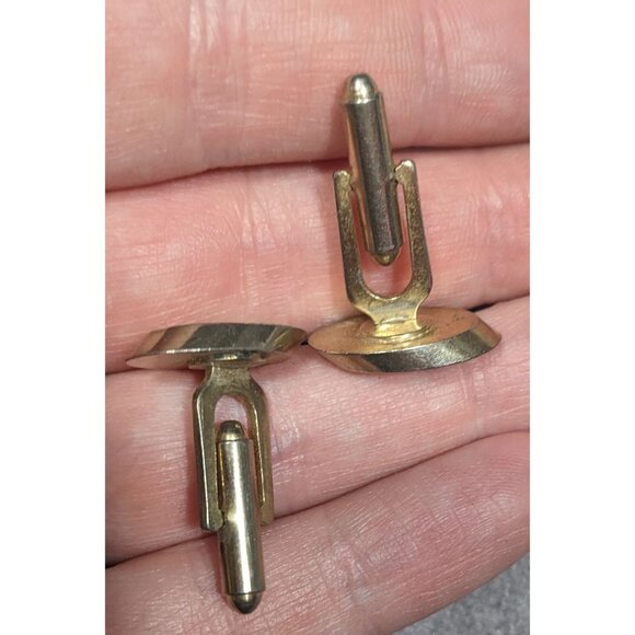 Vintage Cursive Monogram Engraved Silver Tone Cufflinks - Picture 6 of 6